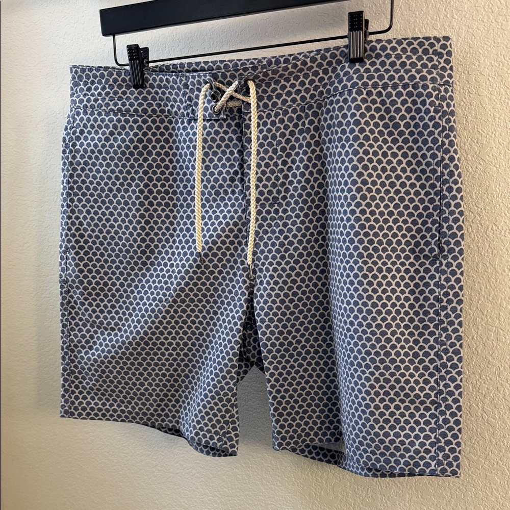 Men's Blue Patterned Swim Shorts